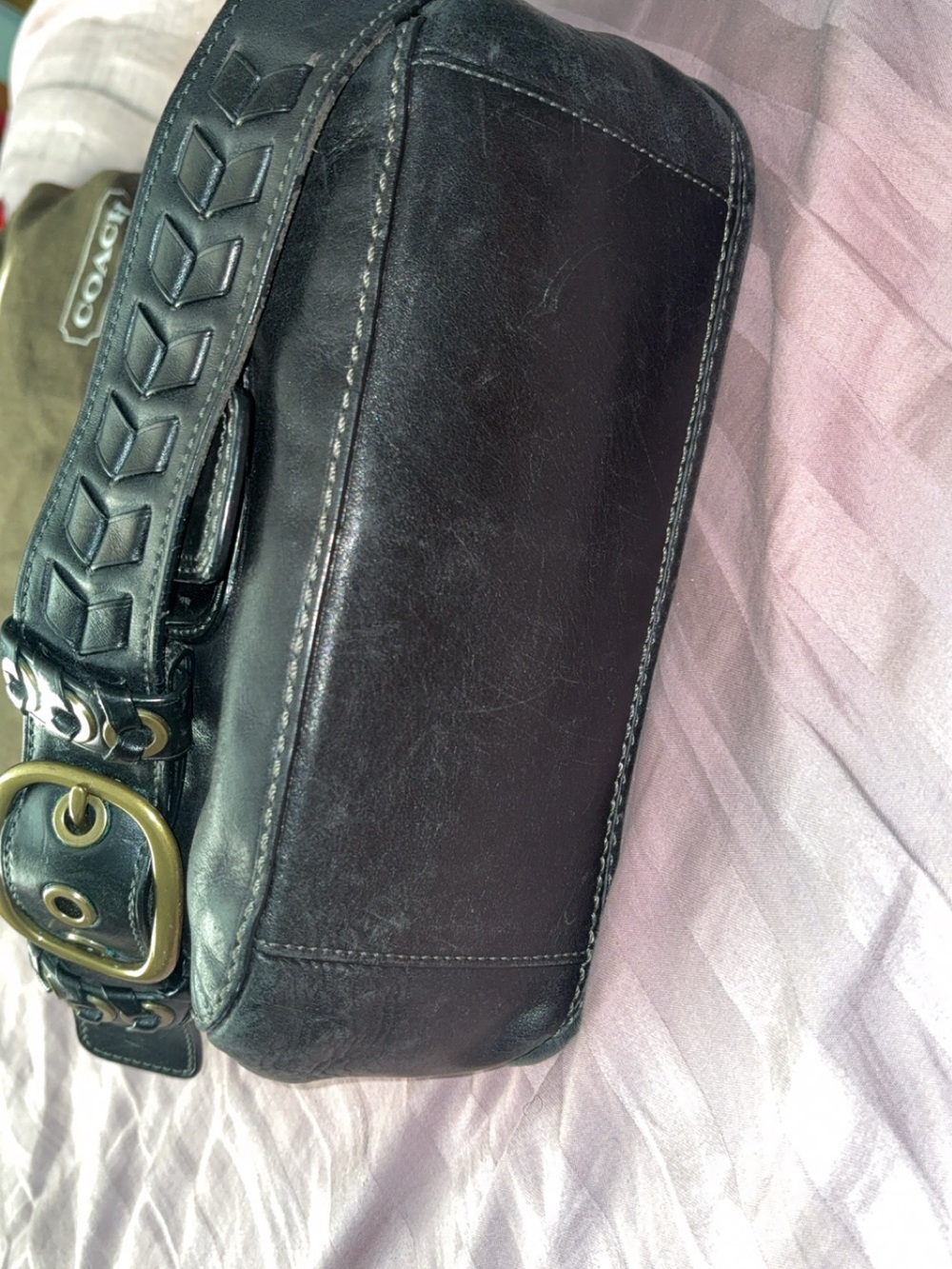 Coach Black Leather Men’s Belt Bag with Braided Strap